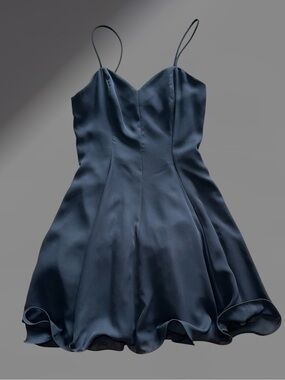 Vintage Hampton Nites Black Satin Boned Mini Dress Sz 10